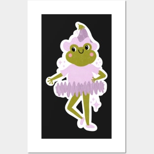 Fairy Princess Ballerina Frog - Cute Cottagecore Sticker Posters and Art